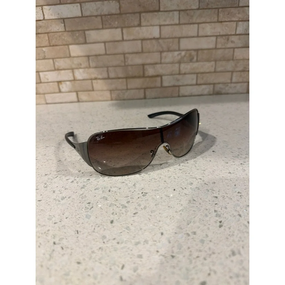 Ray-Ban RB3321 041/13 Sunglasses Gunmetal Brown Gradient Shield Wraparound